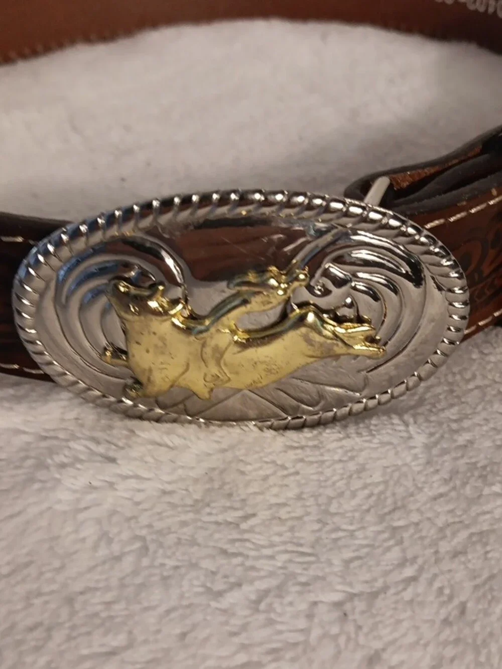 Nocona Brown Kids Leather Belt with Two-Tone Rodeo Buckle